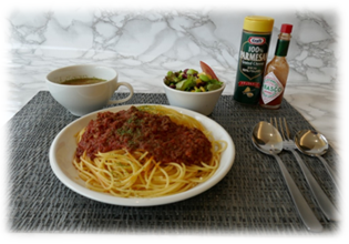 ミートスパゲティーセット　スープ・サラダ付