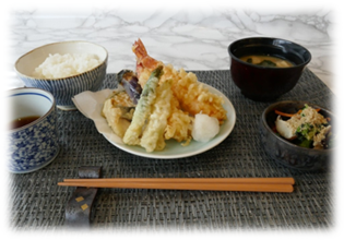 天ぷら御膳　ご飯・小鉢・味噌汁付